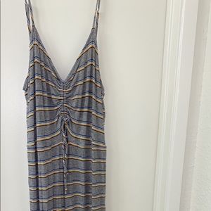 Grey stripped pant romper from target.